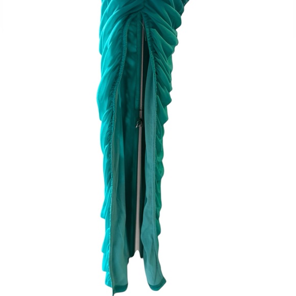 Women’s Lulus Teal Sleeveless Ruched Bodycon Mermaid Midi Dress Size Small NWT - Picture 7 of 14